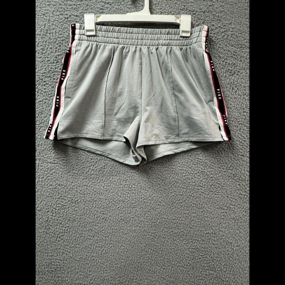 Victorias Secret Pink Running Shorts Womens Medium Gray Elastic Waist Logo